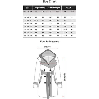 Women'S Check Hooded Belted Winter Duffle Coat Long Buttoned Fleece Jacket